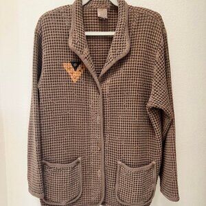 Focus Casual Life Camel  Mineral Wash Waffle Texture Novelty Button Jacket Large